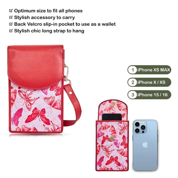 Sishka Women Pink Printed Nylon & Leather Crossbody Sling Phone Wallet - Picture 4 of 9